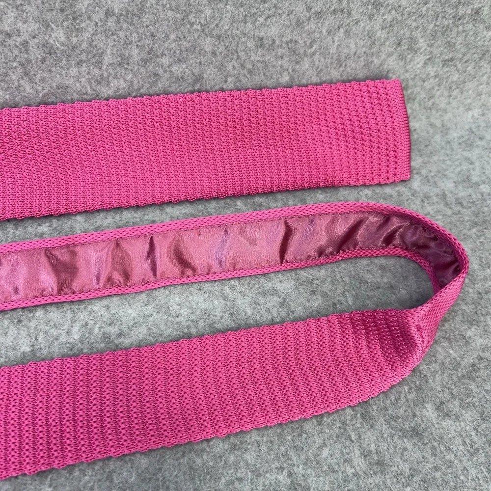 Jacob Alexander Knit Tie Hot Pink Skinny Square End 100% Microfiber 58